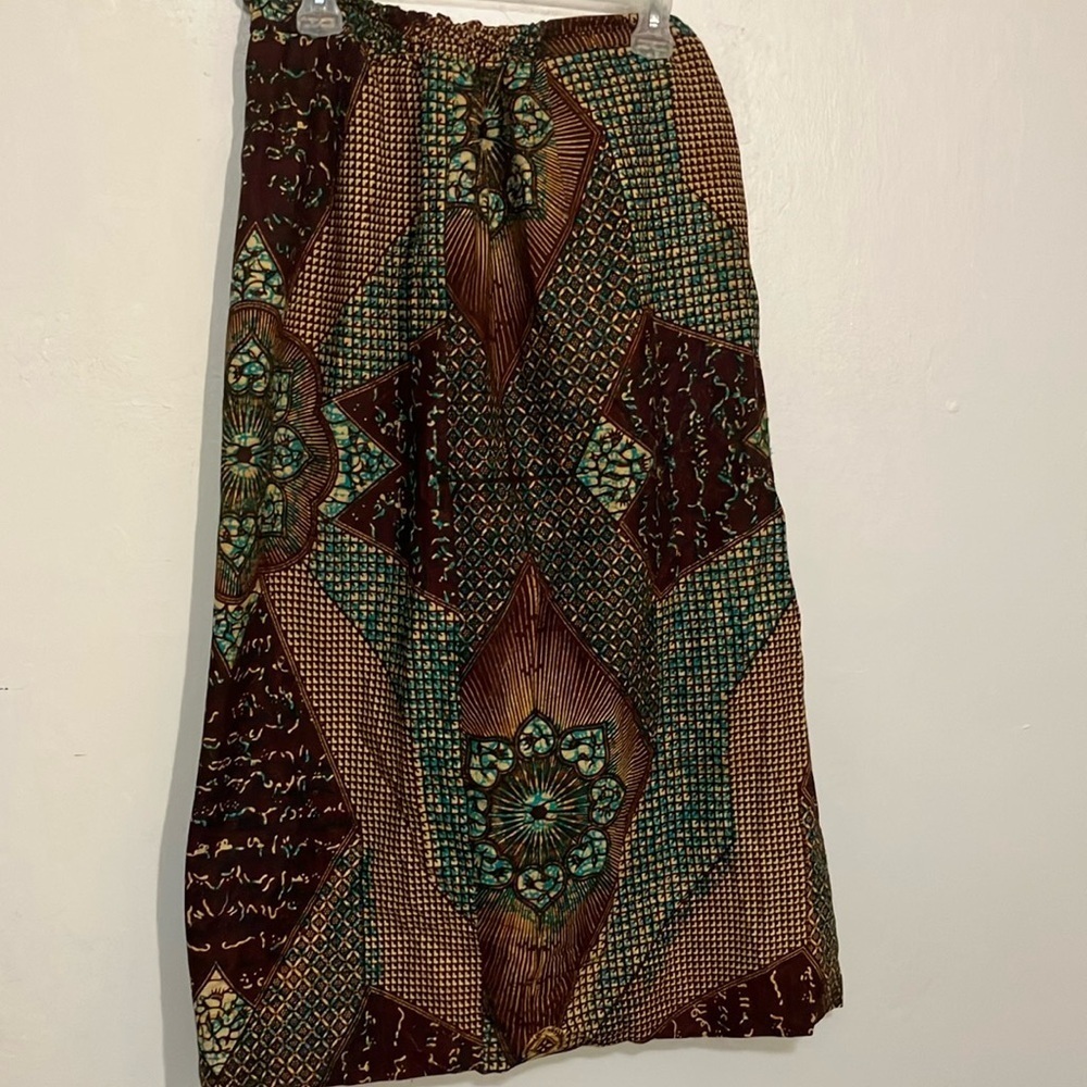 Batik handmade skirt with Mandela vintage fabric size Large hippy boho original
